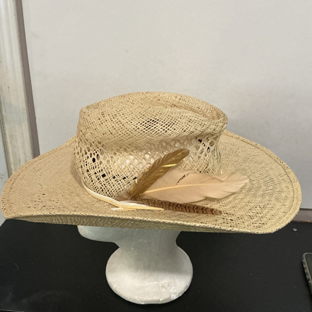 Rodeo King 25X Jute Straw Cowboy Hat 7 1/4 Long Oval 58 Western Natural Beige
